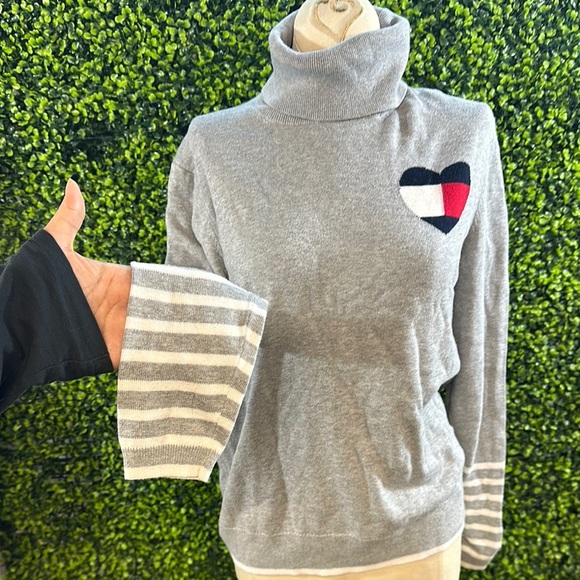Tommy Hilfiger Gray Cowl Neck Turtleneck Sweater Large - Picture 3 of 16